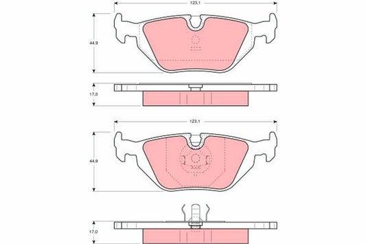 TRW GDB1189 Rear Brake Pads Kit for BMW 3 Series E36/E46 & Z4 E85/E86 - COTEC OE Quality Disc Pads, Wear Sensor Compatible - Fits 316i 318i 320i 323i 325i 328i 318d 325td 325xi