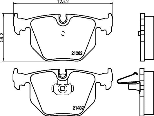 HELLA 8DB 355 008-091 Disc Brake Pad Set (8DB355008091) - Wear Sensor/Indicator Ready - ATE/Teves Caliper Fit - BMW E39 M5, E46 M3, E38 7 Series, X5 E53, Z4 M E85/E86, Z8 E52 - Land Rover Range Rover L322 3.0D - OE Replacement Pads