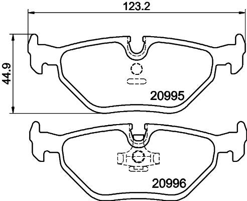 Hella 8DB 355 007-421 (8DB-355-007-421) Disc Brake Pads Set for BMW 5 Series E34, 7 Series E32, M3 E30/E36, M5 E34, Z3 M - Sensor Slot/Wear Lead - ATE Teves Calipers - OE Spec Replacement Pad Kit