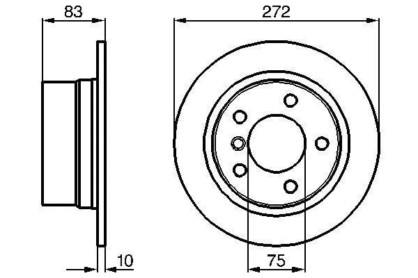 Bosch 0 986 478 439 Brake Disc Rotor for BMW Z3 Rear, Solid/Non-Vented, Anti-Corrosion Coated, 271.8mm x 10mm, 5-Stud 5-Hole, OEM Spec Replacement (0986478439)