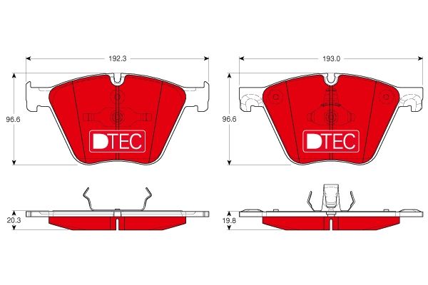 TRW GDB1964DTE Ceramic Brake Pads - DTEC COTEC Low Dust, Quiet, Wear Sensor Ready - BMW X5 E70/F15 50i xDrive M50d & X6 F16 M50d - OE Spec Replacement Disc Pad Set, Performance Upgrade