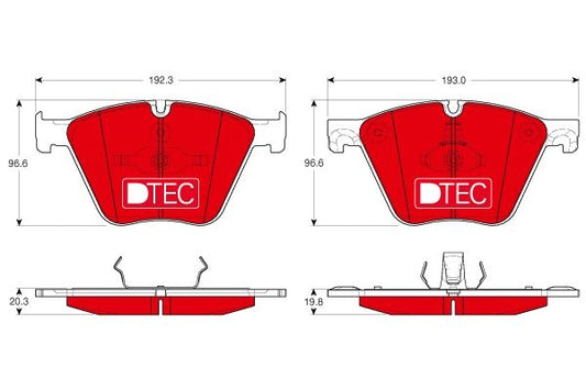 TRW GDB1964DTE Ceramic Brake Pads - DTEC COTEC Low Dust, Quiet, Wear Sensor Ready - BMW X5 E70/F15 50i xDrive M50d & X6 F16 M50d - OE Spec Replacement Disc Pad Set, Performance Upgrade