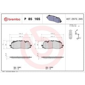 Genuine Brembo P 85 165 (P85165, P-85-165) Brake Pad Set for Akebono Calipers – Audi A4 A5 A6 A7 A8 Q5 Q7 Q8 e-tron & VW Touareg – OE-Spec Disc Pads, Wear Sensor Compatible – VAG Fitment