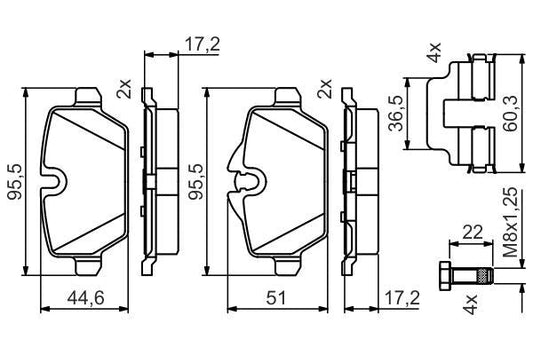 Bosch 0 986 495 477 Brake Pad Set BP2109 - Disc Brake Pads Kit for BMW 1 Series E81/E87 & 3 Series E90/E92 - OE Spec Replacement - Fits 116i 116d 118i 118d 120i 316i 316d 318i 318d 320i - 0986495477