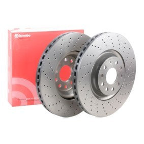 Brembo Xtra 09.C306.1X Cross-Drilled/Perforated Vented/Ventilated High-Carbon Coated Brake Disc Rotor 340mm x 30mm - Anti-Corrosion OE Direct Fit Replacement Performance Upgrade - Includes Mounting Bolts & Screws