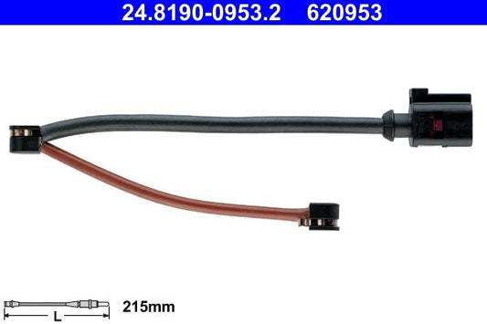ATE 24.8190-0953.2 Brake Pad Wear Sensor 215mm | Brake Lining Warning Wire Lead/Loom | Pad Life Indicator Sensor Cable Harness/Probe | OEM Quality | Front or Rear Axle Replacement