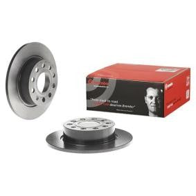 Genuine Brembo 08.9502.11 Coated Hub Solid Brake Disc Rotor 253mm x 10mm, 5-Stud (5-Hole) - Non-Vented, Anti-Rust OEM/OE Spec Direct Fit Replacement, Fixing Screws/Bolts Included - Plain Front/Rear Single