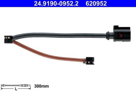 ATE 24.8190-0952.2 Brake Pad Wear Sensor 300mm - Pad Life/Brake Lining Indicator Cable, Warning Light Reset Lead, Sensor Loom Harness - OE-Spec - Replaces 24 8190 0952 2 & 24819009522 - Brake Pad Warning Cable / Pad Sensor Wire - Plug & Play