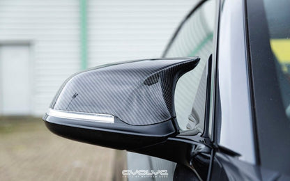 TRE Pre-Preg Carbon Fibre (Carbon Fiber) Mirror Caps (Wing Mirror Covers) for BMW F-Series - 1 Series F20 F21, 2 Series F22 F23, 3 Series F30 F31 F34 F35, 4 Series F32 F33 F36, i3 I01, M2 F87 - Gloss Black Bezels