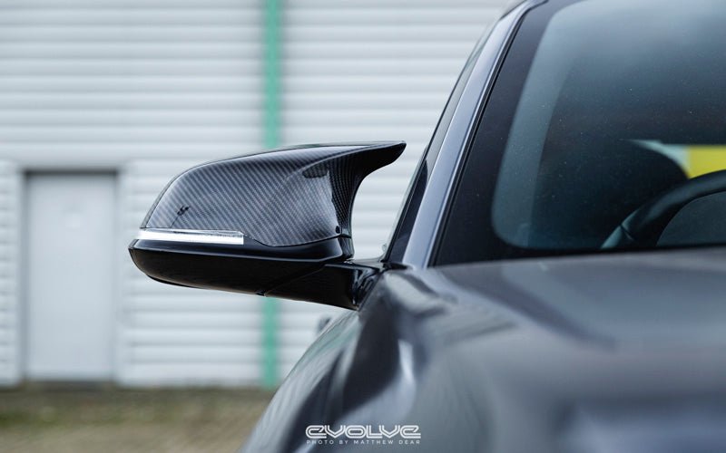 TRE Pre-Preg Carbon Fibre (Carbon Fiber) Mirror Caps (Wing Mirror Covers) for BMW F-Series - 1 Series F20 F21, 2 Series F22 F23, 3 Series F30 F31 F34 F35, 4 Series F32 F33 F36, i3 I01, M2 F87 - Gloss Black Bezels
