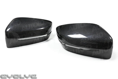 TRE Dry Prepreg Carbon Fibre/Carbon Fiber Wing/Side View Mirror Caps Covers - Replacement Door Mirror Shells Housings - BMW G20 G21 3 Series, G22 G23 G26 4 Series, G30 G31 5 Series, G32 6 GT, G14 G15 G16 8 Series - 2x2 Twill OEM Style Pair