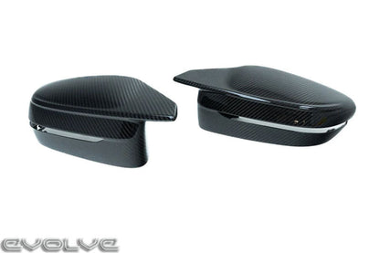TRE Dry Pre-Preg Carbon Fibre 2x2 Twill Gloss Wing/Side Door Mirror Caps Covers Housings (Pair) for BMW G87 M2, G80/G81 M3, G82/G83 M4, G42 M240i, G20/G21 M340i LCI - M Performance Style Replacement