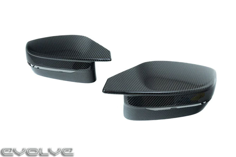 TRE Dry Pre-Preg Carbon Fibre 2x2 Twill Gloss Wing/Side Door Mirror Caps Covers Housings (Pair) for BMW G87 M2, G80/G81 M3, G82/G83 M4, G42 M240i, G20/G21 M340i LCI - M Performance Style Replacement