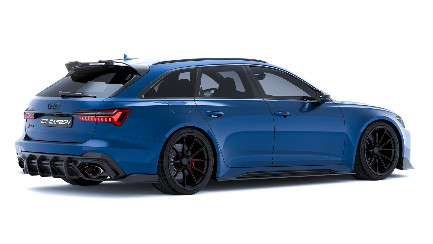 Audi RS6 C8 Avant Carbon Fibre Body Kit by CT Carbon – Complete Aero Styling Package 2019+ (Front Lip Splitter, Side Skirts, Rear Diffuser, Boot Lip Spoiler) | RS6 Estate Wagon Exterior Kit | Pre-Order UK