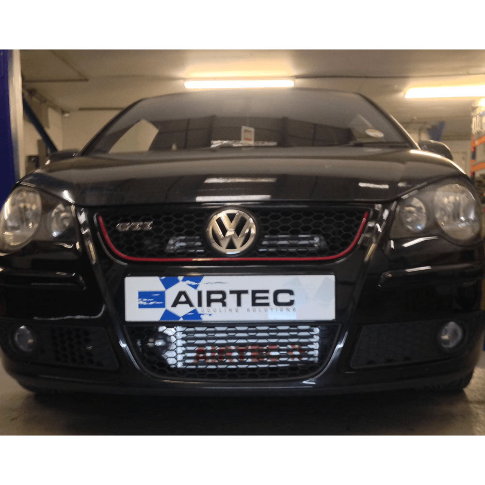 AIRTEC FMIC Front Mount Intercooler & Hard Pipe Kit + Silicone Hoses for VW Polo GTI 1.8T 9N/9N3 and SEAT Ibiza Mk4 6L 1.8 20VT (Cupra/FR) - Twin/Dual Pass 60mm Core, Seat Sport Style, Pro-Series Black, Direct-Fit Charge Cooler Upgrade