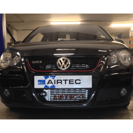 AIRTEC FMIC Front Mount Intercooler & Hard Pipe Kit + Silicone Hoses for VW Polo GTI 1.8T 9N/9N3 and SEAT Ibiza Mk4 6L 1.8 20VT (Cupra/FR) - Twin/Dual Pass 60mm Core, Seat Sport Style, Pro-Series Black, Direct-Fit Charge Cooler Upgrade