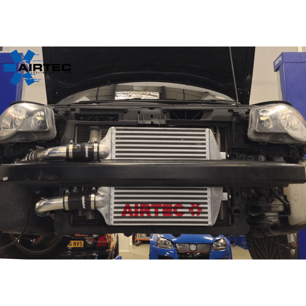 AIRTEC FMIC Front Mount Intercooler & Hard Pipe Kit + Silicone Hoses for VW Polo GTI 1.8T 9N/9N3 and SEAT Ibiza Mk4 6L 1.8 20VT (Cupra/FR) - Twin/Dual Pass 60mm Core, Seat Sport Style, Pro-Series Black, Direct-Fit Charge Cooler Upgrade