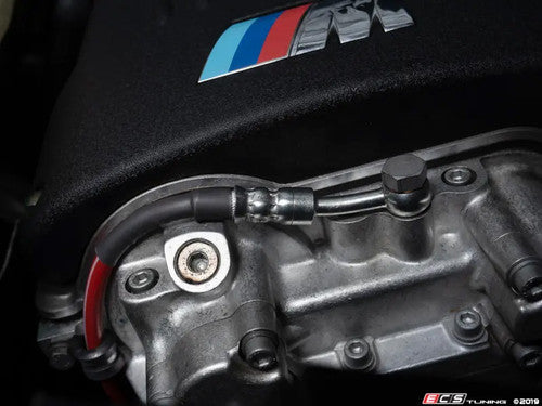 ECS Tuning BMW S54 VANOS Oil Feed Line Hose – Braided Stainless Steel Upgrade, Heat-Resistant – E46 M3, Z3M & Z4M 3.2L – VANOS Oil Pressure/VVT Cam Timing Pipe – Direct Replacement for OEM 11367837614 / 11 36 7 837 614