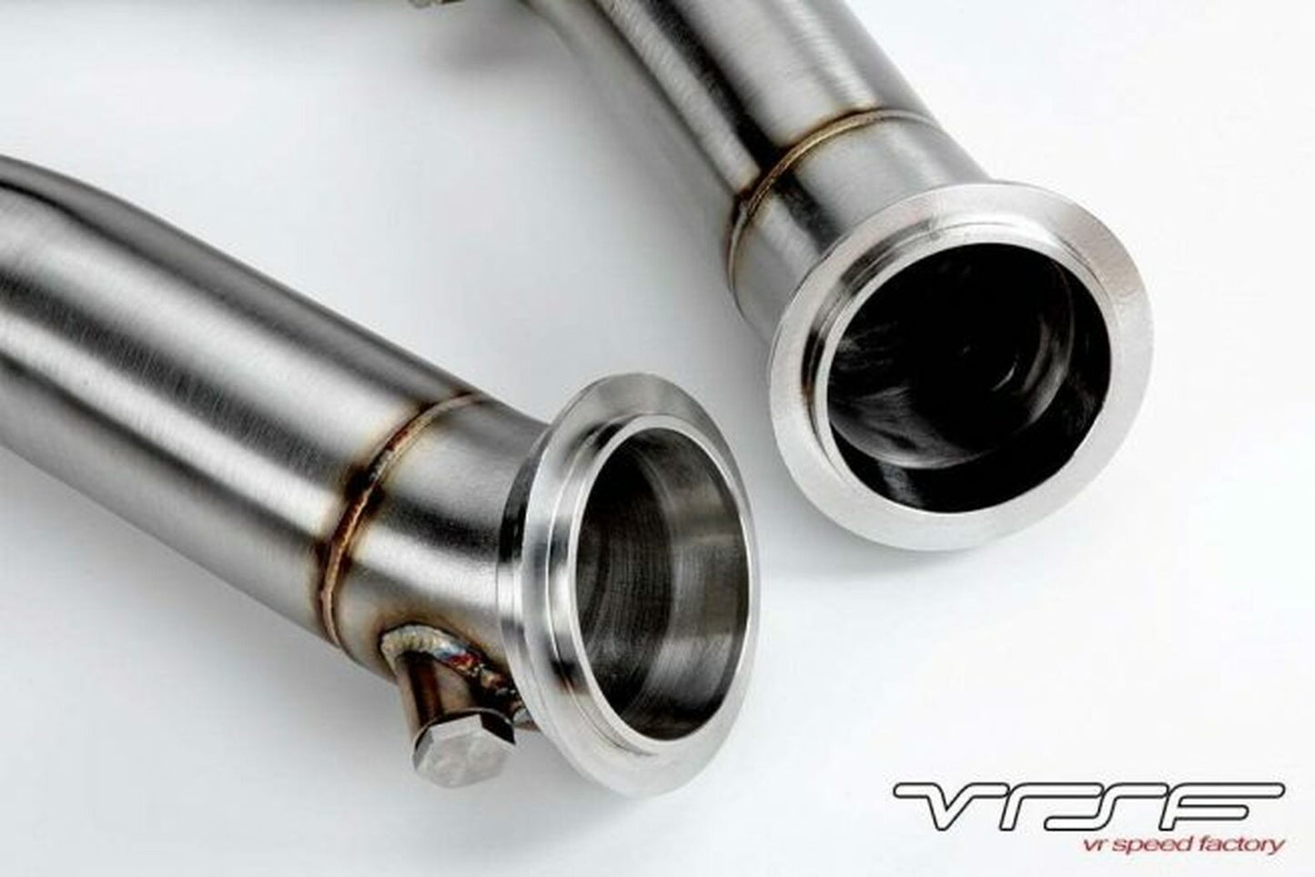 VRSF 3"/76mm Cast Catless Decat/De-Cat Downpipes (Down Pipes) for BMW S55 - M3 F80 15-18, M4 F82/F83 15-18, M2 Competition F87 18+ - Brushed SS304 V-Band High Flow Turbo Outlet Cat Delete Race Pipes