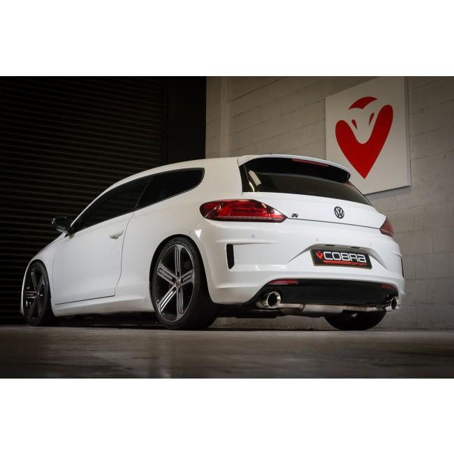 VW Volkswagen Scirocco R 2.0 TSI/TFSI Mk3 (2009-2018) Turbo Back Performance Exhaust by Cobra Sport, 3in/76mm Full System with Downpipe, Resonated/Non-Resonated, Decat or Sports Cat Options, Cat-Back Upgrade