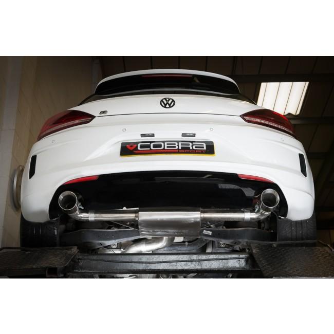 VW Volkswagen Scirocco R 2.0 TSI/TFSI Mk3 (2009-2018) Turbo Back Performance Exhaust by Cobra Sport, 3in/76mm Full System with Downpipe, Resonated/Non-Resonated, Decat or Sports Cat Options, Cat-Back Upgrade