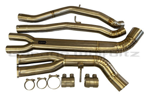 Garage Whifbitz Titanium 3.5in (89mm) Single Midpipe/Centre Pipe (Center Pipe) for BMW M3/M4 F8X F80 F82 F83 S55 – Secondary Cat Delete/Decat Link Pipe, Straight-Through Mid Section Performance Exhaust Upgrade