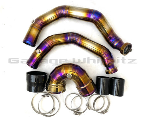 Garage Whifbitz Titanium Charge/Boost Pipes & J-Pipe Kit for BMW M3 M4 M2 Competition S55 (F80 F82 F83 F87) – Intercooler/Turbo Outlet Pipes, J-Tube, WMI Meth Injection Ports – Direct Bolt-On OE-Style Replacement, Plastic Pipe Failure Fix