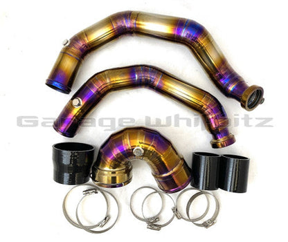 Garage Whifbitz Titanium Charge/Boost Pipes & J-Pipe Kit for BMW M3 M4 M2 Competition S55 (F80 F82 F83 F87) – Intercooler/Turbo Outlet Pipes, J-Tube, WMI Meth Injection Ports – Direct Bolt-On OE-Style Replacement, Plastic Pipe Failure Fix