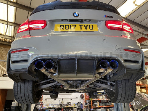 Garage Whifbitz Titanium Cat-Back/Catback Exhaust 3.5 inch Single Midpipe, Valved – BMW M3 M4 F80 F82 F83 (F8X) S55 Performance Lightweight Exhaust System