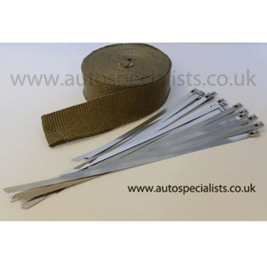 Titanium Exhaust Heat Wrap Tape 2 inch x 50 ft - Header Wrap Tape / Manifold Bandage / Downpipe Insulation for Turbo & Motorcycle/Motorbike - High Temp Thermal Lagging Heat Shield Tape - Universal Engine Bay Wrap - 20 Stainless Steel Cable Ties Included