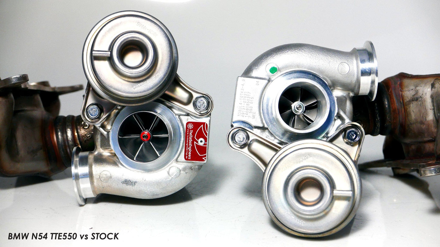 TTE550 BMW N54 Hybrid Twin Turbocharger Upgrade by TheTurboEngineers  135i 335i 535i Z4 35i  Stock-Location Plug & Play  Upgrade Service